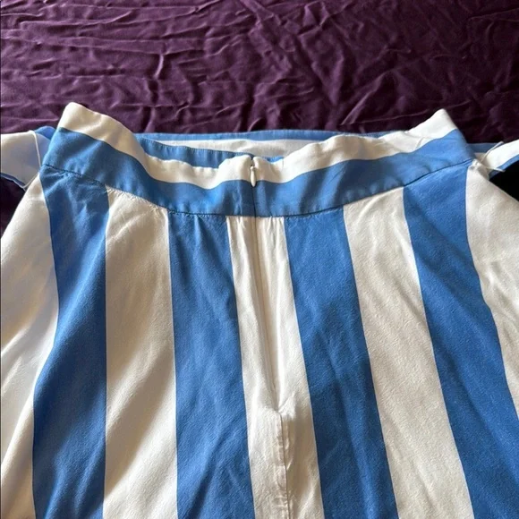 Ann Taylor Striped Tie Waist Skirt – Blue & White, Size 6 | Lined A-Line Skirt - Picture 5 of 9